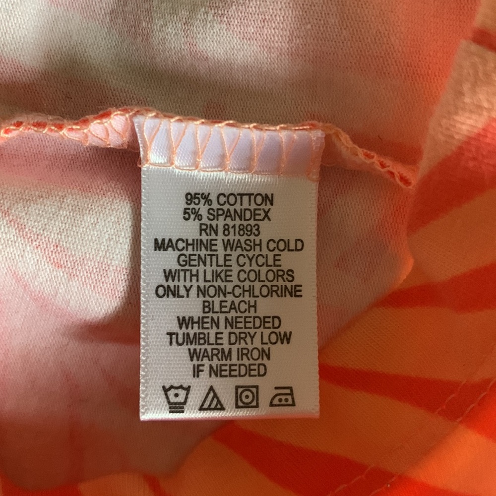 D & Co. Dress Coral Palm Tree Print Sleeveless Cotton Spandex V Neck MIDI Small - Picture 9 of 10